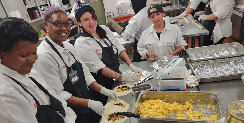 Restaurant employees in the kitchen